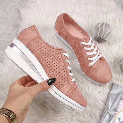 Platform Wedge Sneakers for Women,Lace Mesh Ari